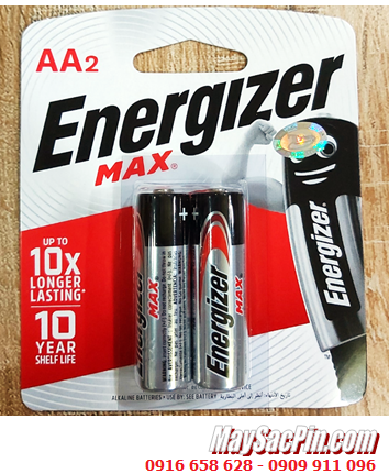 Energizer E91-BP2; Pin AA 1.5v Alkaline Energizer E91-BP2 /LR6 (Xuất xứ Singapore) /Loại vỉ 2viên